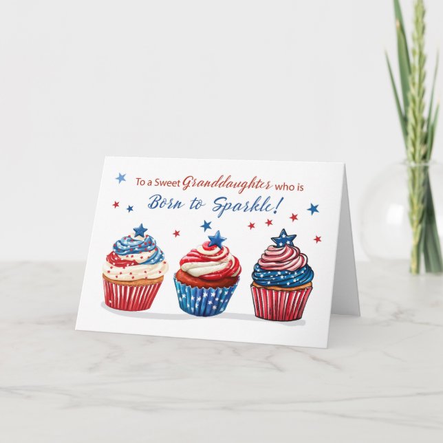 Carte Sweet Grandgirl anniversaire 4 juillet patriotique (Devant)