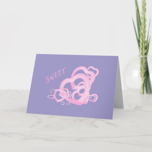 Carte Sweet Hearts rose anniversaire voeux salutations a (Devant)