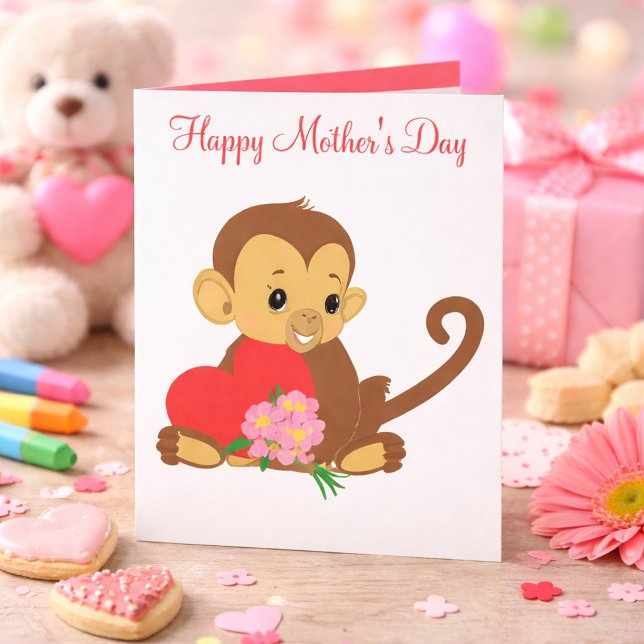 Carte Sweet Kids Mother’s Day Baby Monkey (Créateur téléchargé)