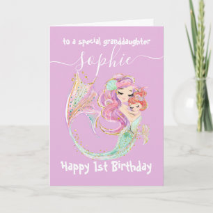 Carte Sweet Little Mermaid rose Anniversaire