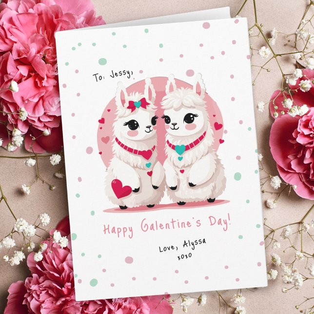 Carte Sweet Pastel Llama Pun BFF Galentine's Day Card (Sweet Pastel Llama Pun BFF Galentine's Day Card )