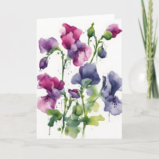 Carte Sweet Pea - Watercolor flowers
