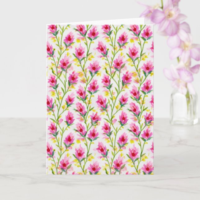 Carte Sweet Pink Floral Pattern Greeting (Orchidée)