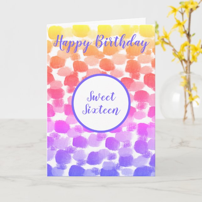Carte Sweet sixteen Couleur arc-en-ciel Aquarelle Annive (Fleur jaune)