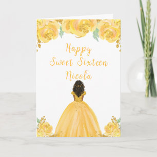 Carte Sweet sixteen or princesse de peau foncée