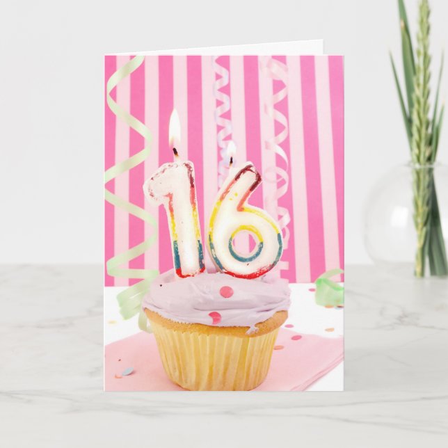 Carte Sweet sixteen rose (Devant)