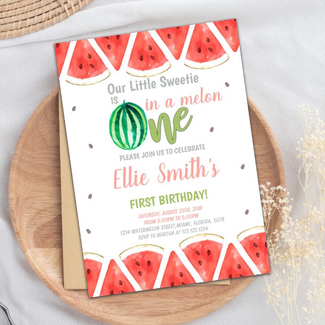 Carte Sweet Summer Girl Party (One in melon Watermelon Birthday Invitations)