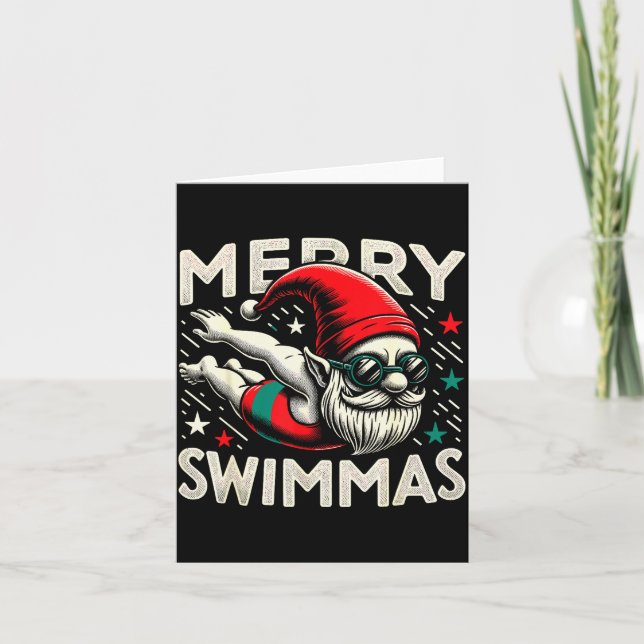 Carte Swimming Gnome, Merry Swimmas, Swimmer Christmas  (Devant)