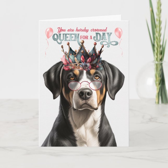 Carte Swiss Mountain Dog Queen Day Amusant Anniversaire (Devant)