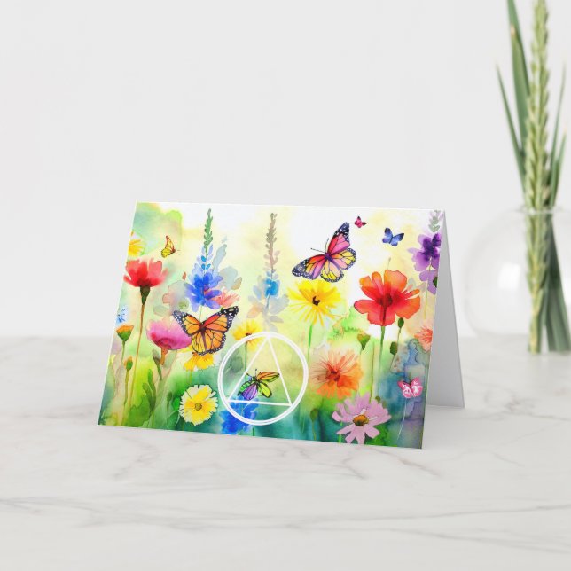 Carte Symbole AA Papillons et Fleurs Récupération (Devant)