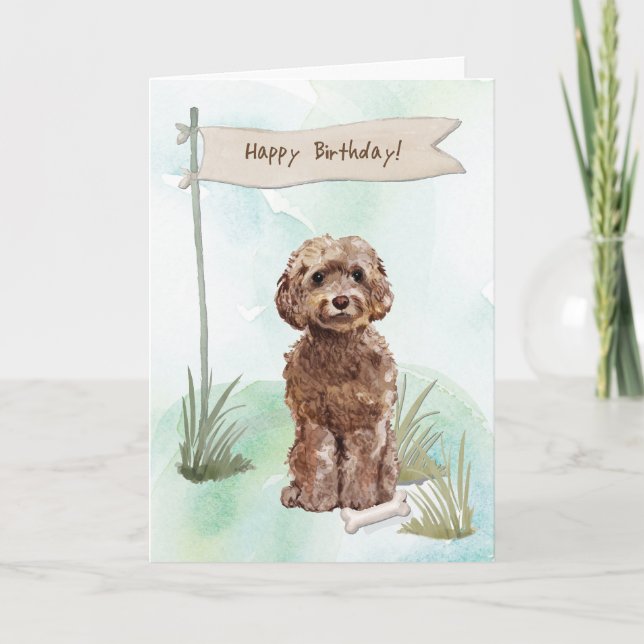 Carte Symbole Brown de Cockapoo Dog sous le signe de l'a (Devant)