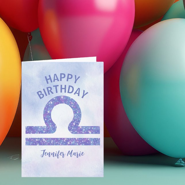 Carte Symbole Cute Libra Custom Purple Joyeux anniversai (Créateur téléchargé)
