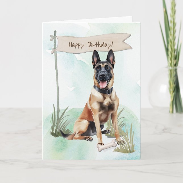 Carte Symbole d'anniversaire de la race Malinois (Devant)