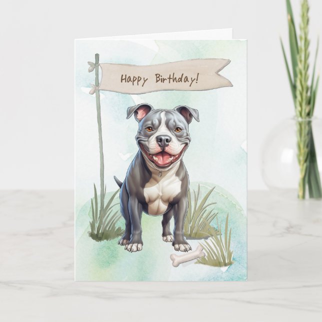 Carte Symbole d'anniversaire de l'American Pit Bull Terr (Devant)