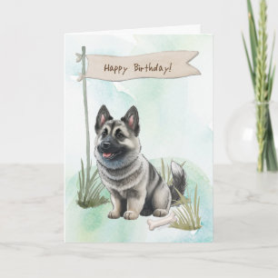 Carte Symbole d'anniversaire du chien Elkhound en plein 