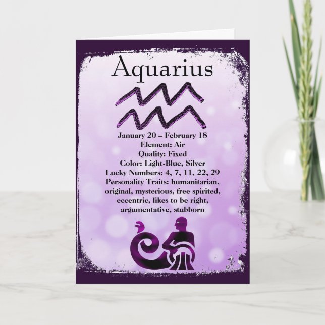 Carte SYMBOLE D'Astrologie Aquarius Horoscope Zodiac (Devant)