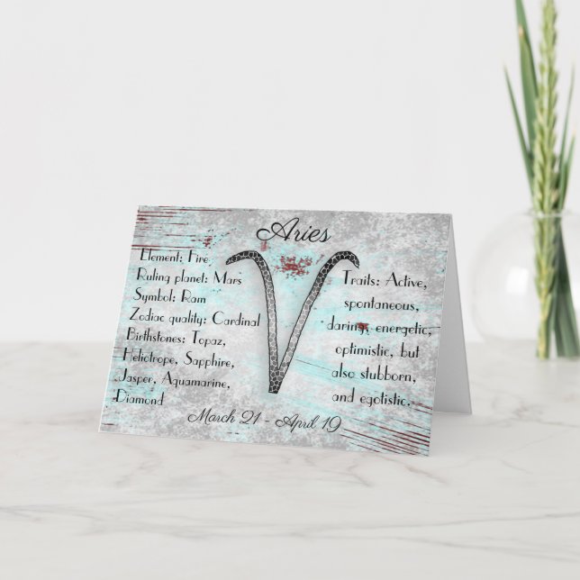 Carte SYMBOLE D'Astrologie Zodiaque Horoscope Aries (Devant)