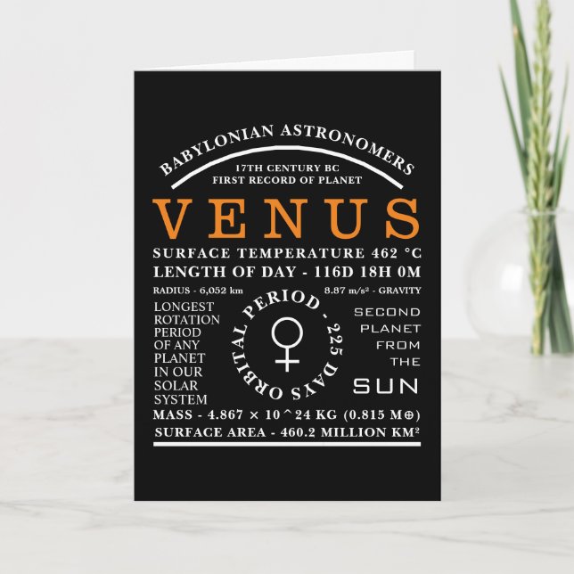 Carte Symbole d'astronomie détaillé de la planète Vénus (Devant)