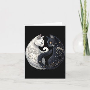 Carte Symbole de chat mystique Yin Yang noir et blanc po