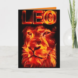 Carte Symbole de feu Leo Lion Anniversaire