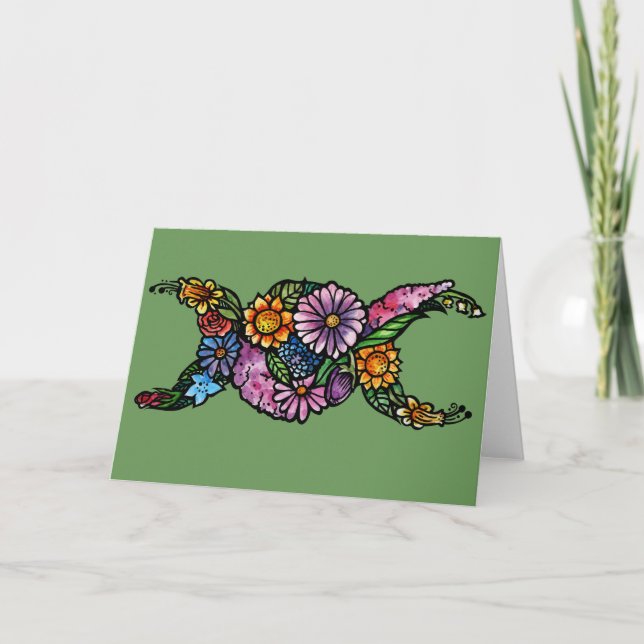 Carte Symbole de la lune triple fleur béni (Devant)