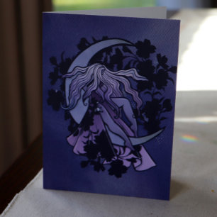 Carte Symbole de la lune violette déesse Wiccan Triple M