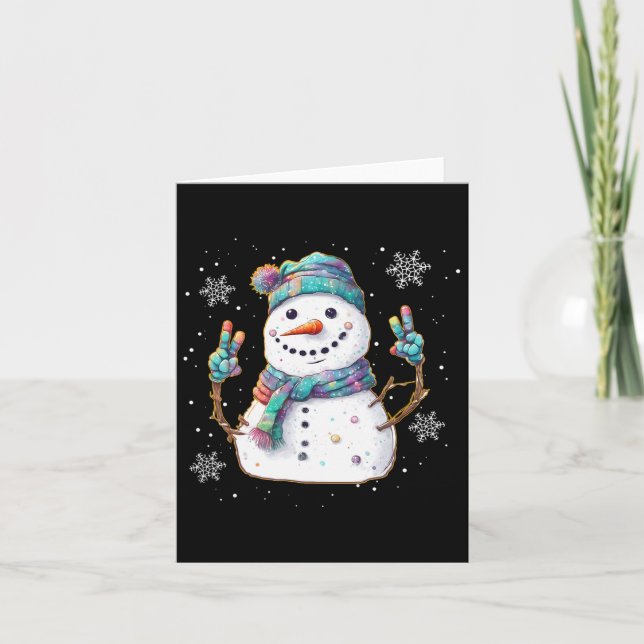 Carte SYMBOLE DE PAIX Snowman Noël Neige gelée hiver Xm (Devant)