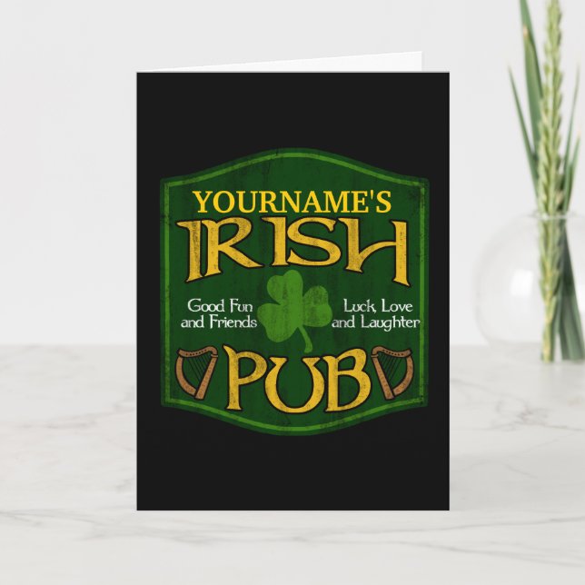 Carte Symbole de pub irlandais personnalisé (Devant)
