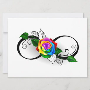 Carte Symbole d'infini avec rose arc-en-ciel