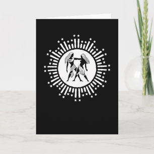 Carte Symbole du zodiaque Gémeaux avec des étoiles noir