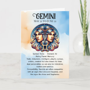 Carte SYMBOLE Horoscope Gemini Anniversaire