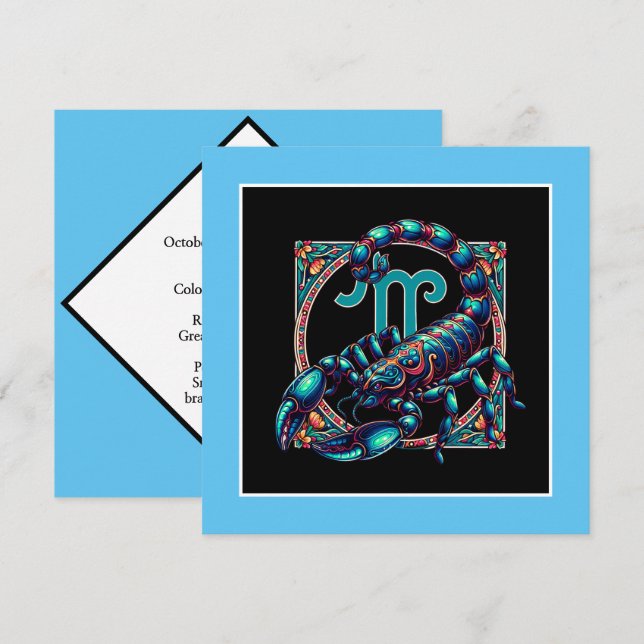 Carte Symbole Horoscope Scorpio Astrologie Anniversaire (Devant / Derrière)