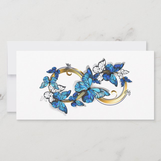 Carte Symbole infini de papillons Morpho bleus (Devant)