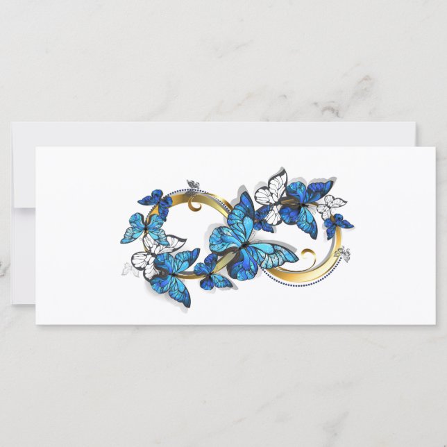 Carte Symbole infini de papillons Morpho bleus (Devant)