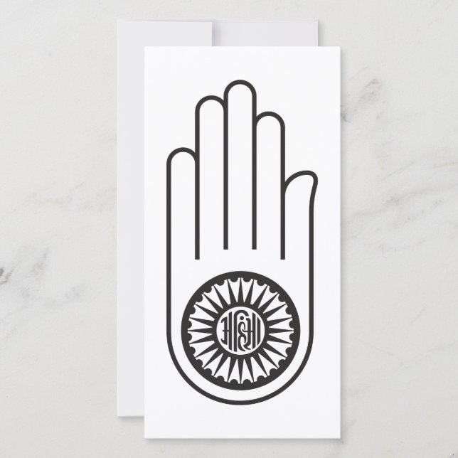 Carte Symbole jaïn d'Ahimsa (Main de non-violence) (Devant)
