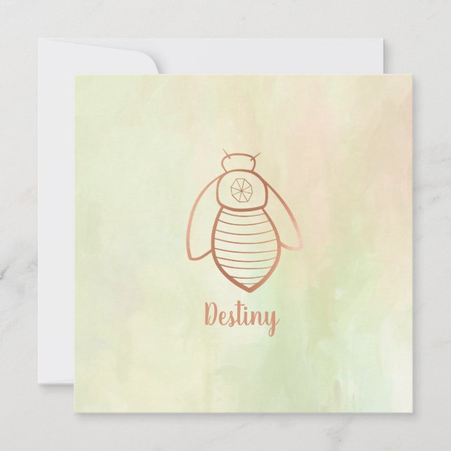 Carte Symbole rose d'abeille d'or plat (Devant)