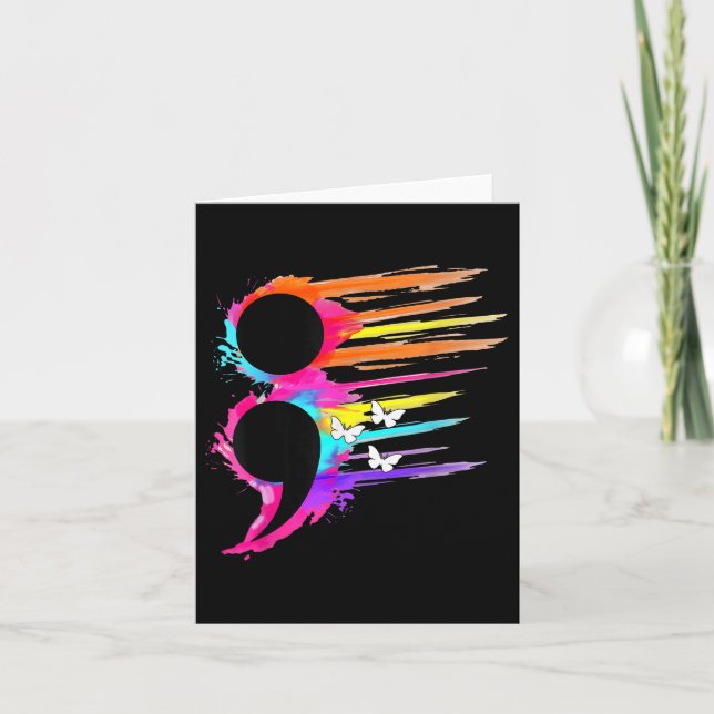 Carte Symbole Semicolon Santé mentale Prévention du suic (Devant)