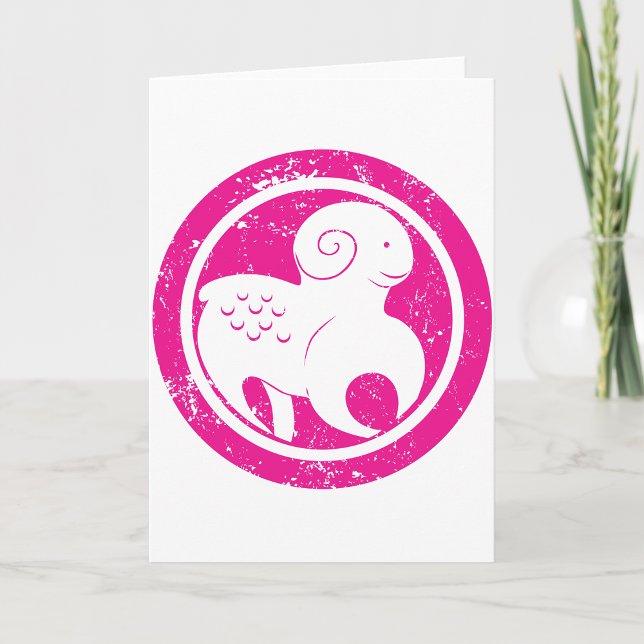 Carte SYMBOLE Zodiaque Aries Grunge Ram Rose Astrologie (Créateur téléchargé)