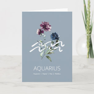 Carte Symbole Zodiaque Floral Moderne Aquarius