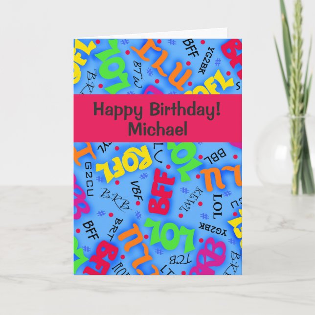 Carte Symboles d'art en bleu Abréviations Personnalisées (Devant)