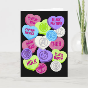 Carte Symboles de Marvel Avengers Candy Hearts Saint Val