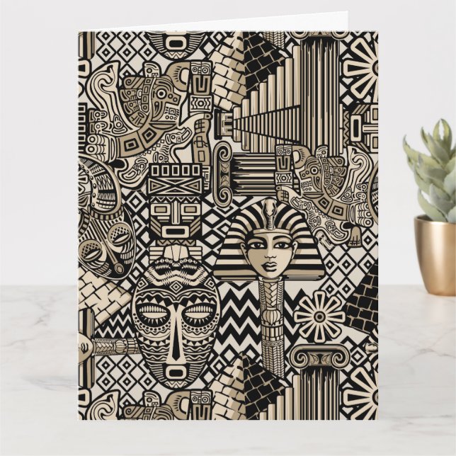 Carte Symboles historiques anciens Style de tatouage (Petite plante)