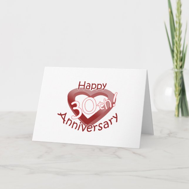 Carte Sympa, "Happy 30th Anniversary" Coeur design (Devant)