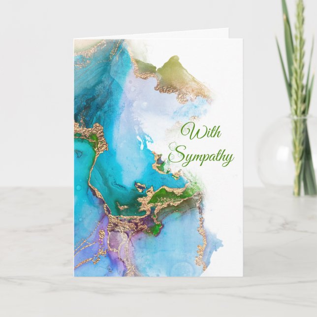 Carte Sympathie Abstraite en or bleu chic (Devant)