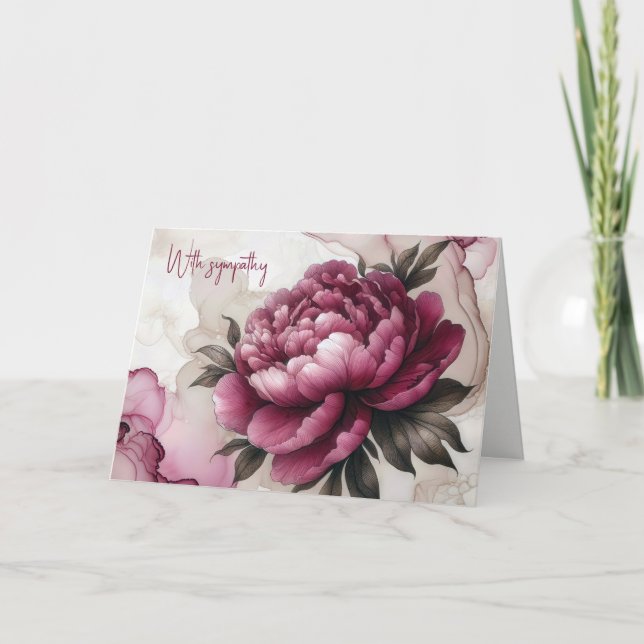 Carte Sympathie Abstraite rose Peony (Devant)