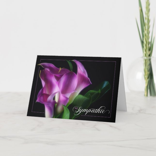 Carte Sympathie allemande avec Calla Lillies violette (Devant)