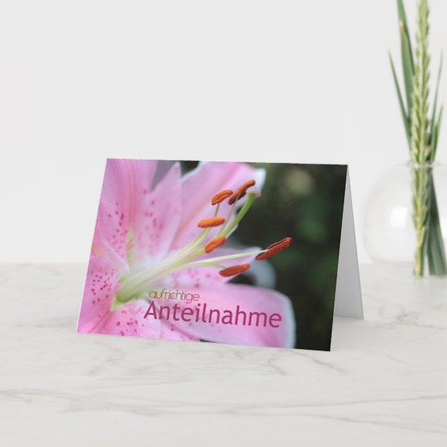 Carte Sympathie allemande Lily de tigre rose (Devant)
