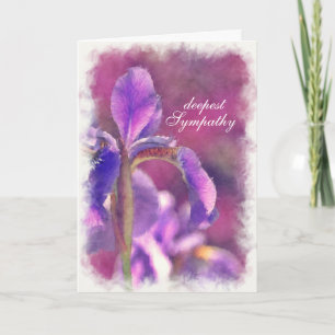 Carte Sympathie Aquarelle violet Iris réfléchi