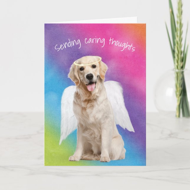 Carte Sympathie arc-en-ciel Golden Retriever Perte d'ani (Devant)