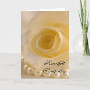 Carte Sympathie avec la rose blanche et les perles